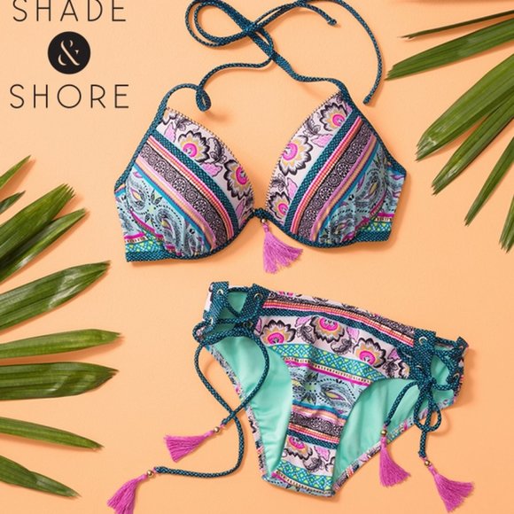 Shade Shore Lace up Tassel Two Piece Bikini - Picture 1 of 7